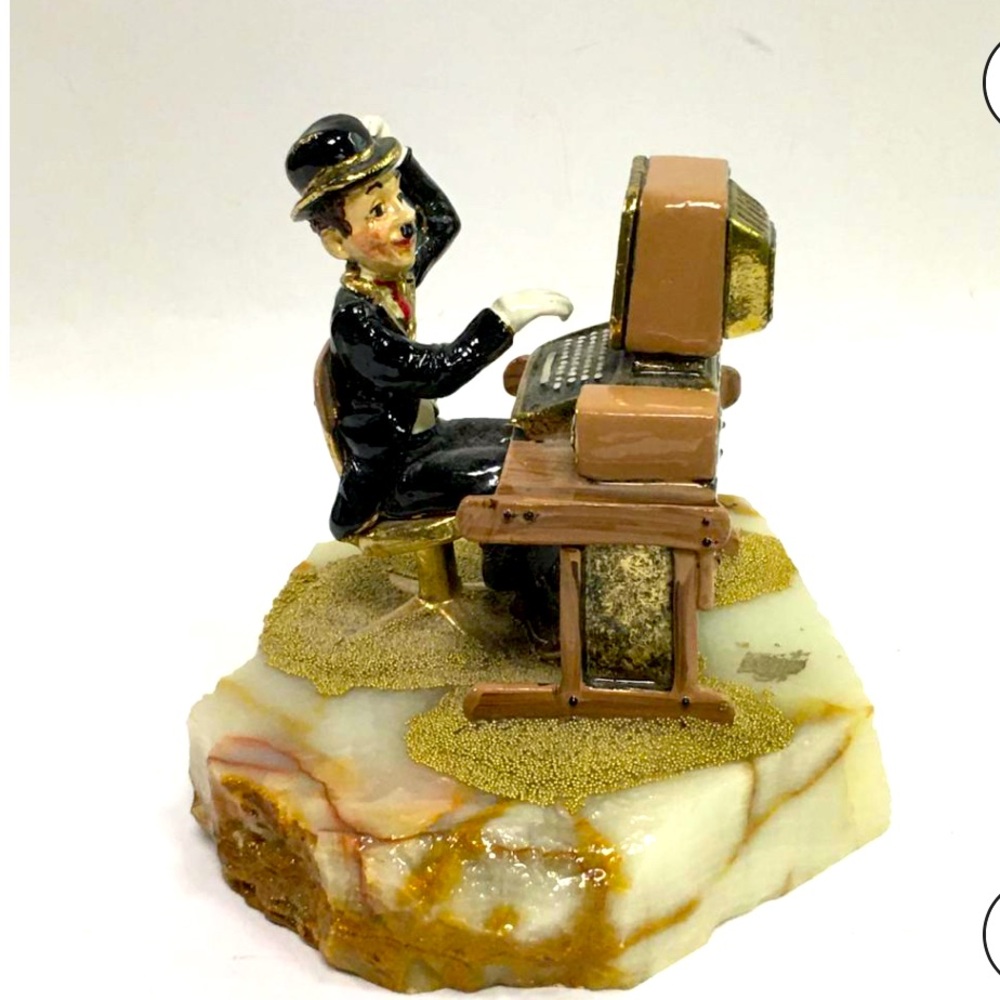 Ron Lee enameled Charlie Chaplain Sculpture.  Good Morning Charlie signed Ron 85
